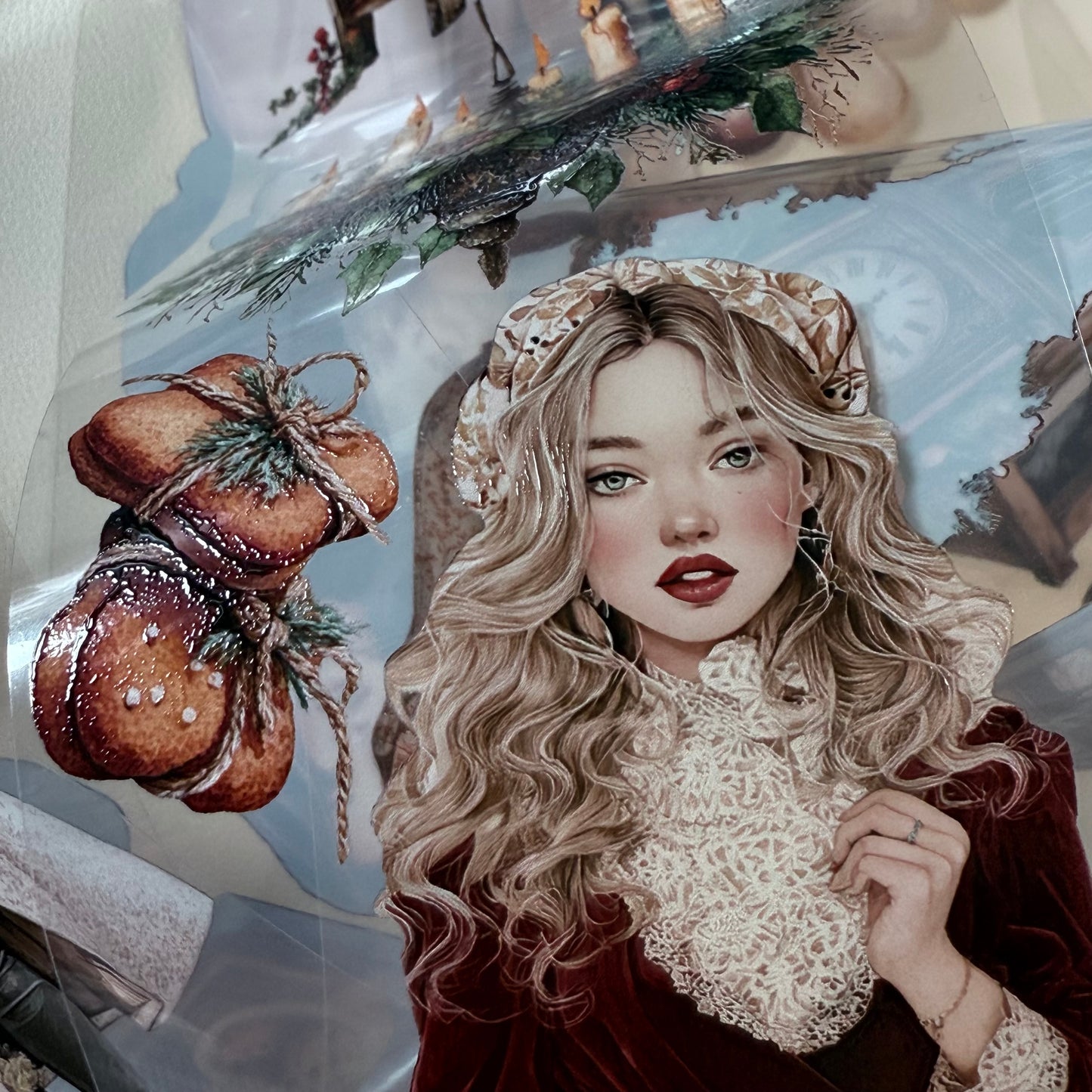 PET 3D raised Winter Hygge and Christmas Cottage tape,one roll fashion, junk journal, scrapbooking,bullet journal, card making.