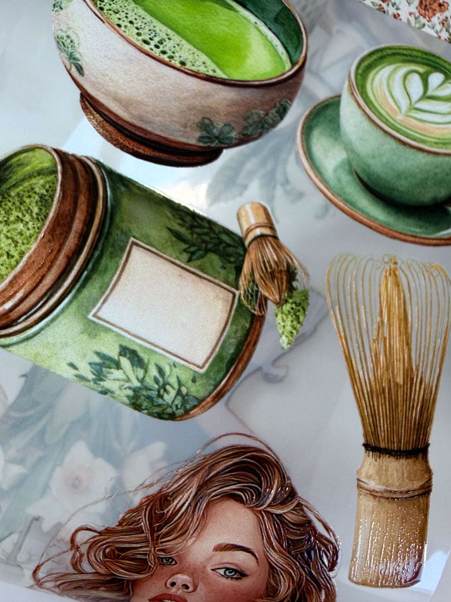 Matcha and plant over PET 3D raised tape
