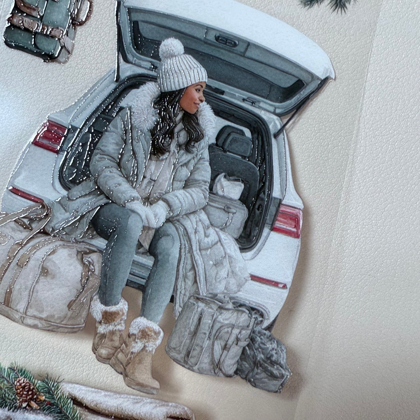 PET 3D raised Winter Adventure and Glam Christmas tape,one roll fashion, junk journal, scrapbooking,bullet journal, card making.