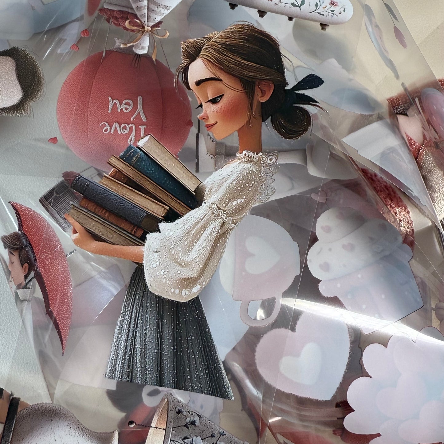 PET 3D raised Whimsical LOVE and Romantic Academia ape,one roll fashion, junk journal, scrapbooking,bullet journal, card making.