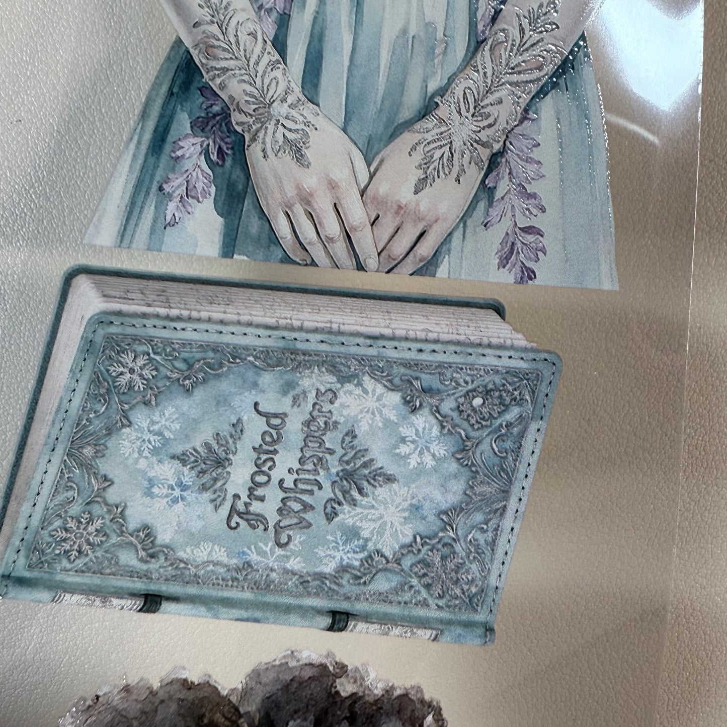 PET 3D raised Blue Pastel Winter and Frosted Whispers tape,one roll fashion, junk journal, scrapbooking,bullet journal, card making.