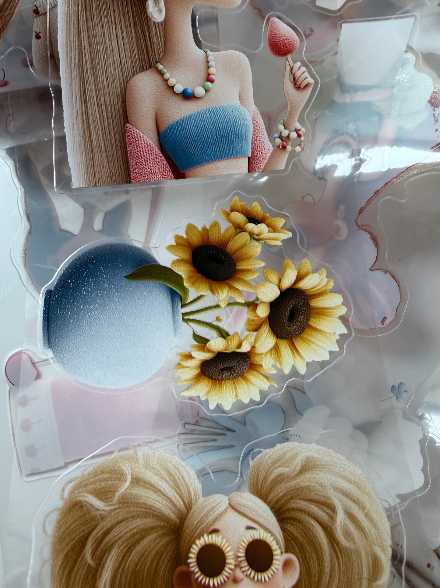 KISSCUT Whimsical Summer PET 3D raised tape,one roll fashion, junk journal, scrapbooking,bullet journal, card making.