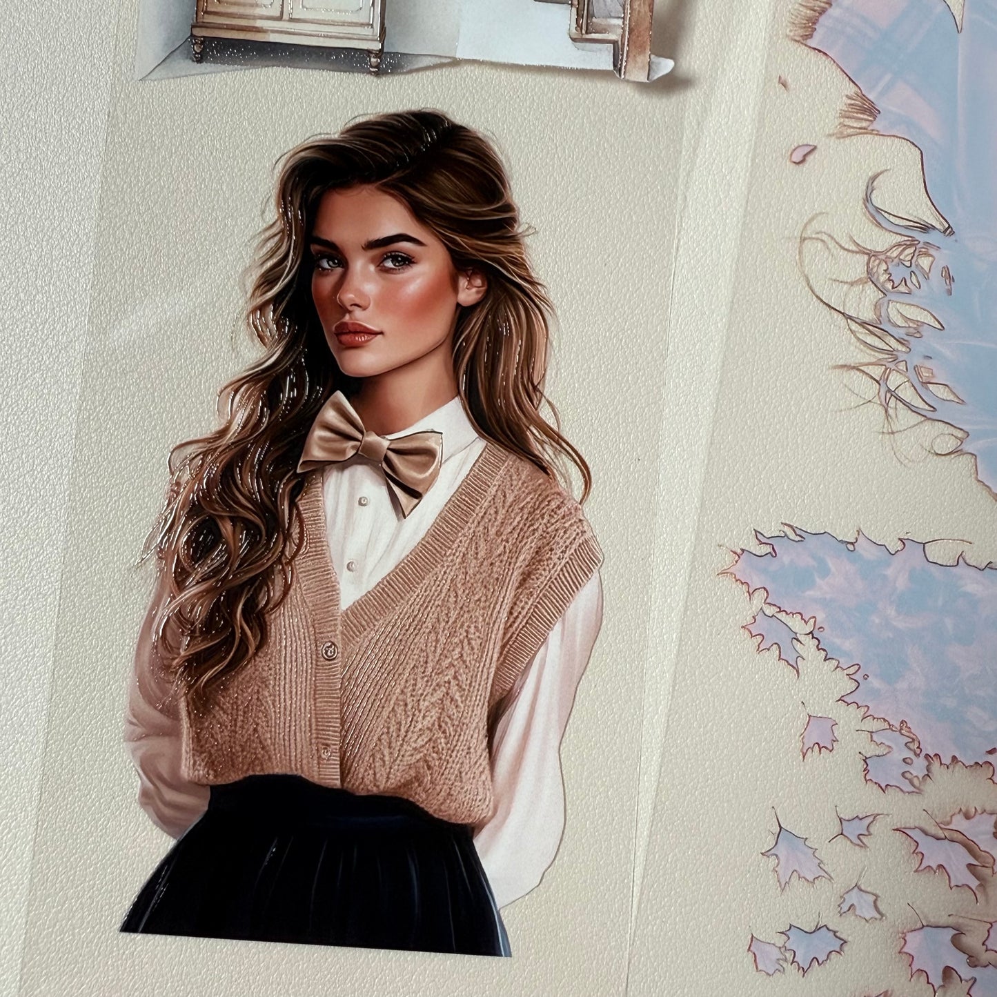 PET 3D raised Autumn wind and Cottage tape,one roll fashion, junk journal, scrapbooking,bullet journal, card making.