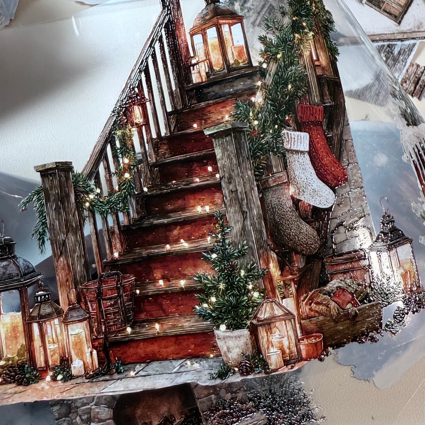 PET 3D raised Winter Landscape3 tape,one roll fashion, junk journal, scrapbooking,bullet journal, card making.