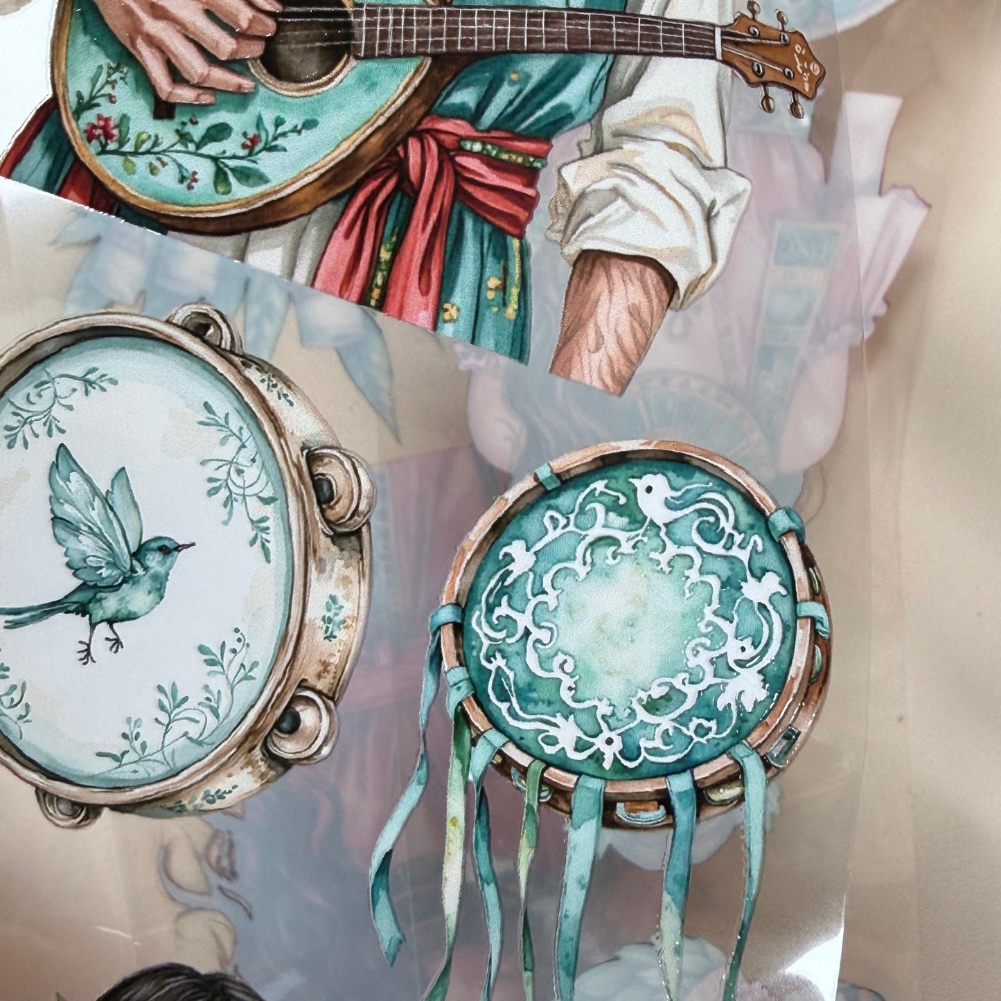 Pharaohs Garden and Bohemian Bird Muse PET 3D raised tape,one roll fashion, junk journal, scrapbooking,bullet journal, card making.
