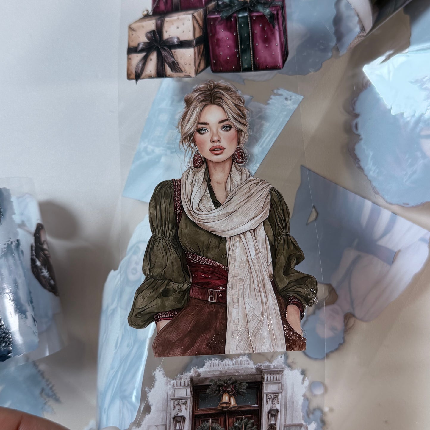 PET 3D raised Classic Christmas 2 and Icy whisper winter tape,one roll fashion, junk journal, scrapbooking,bullet journal, card making.