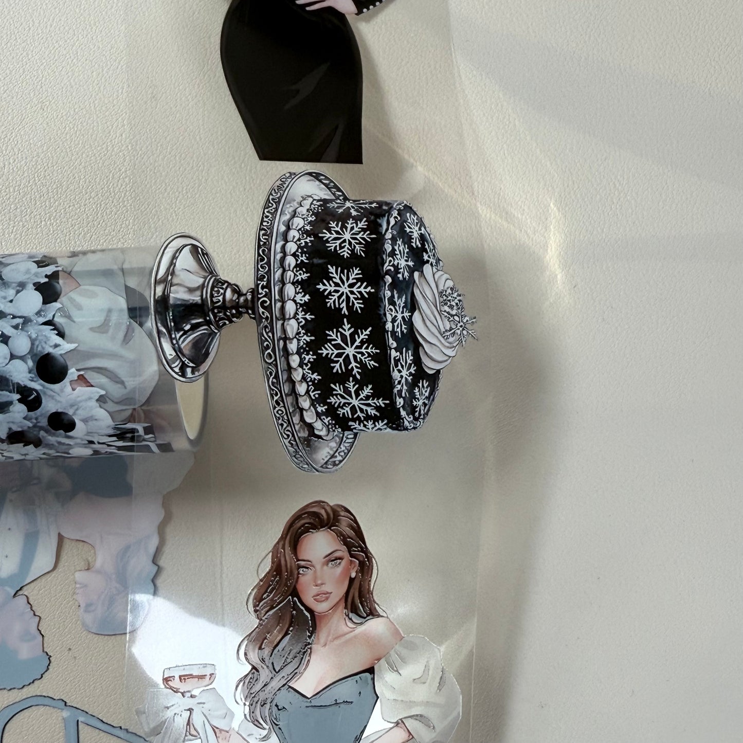 PET 3D raised Noir Noel Luxe and Pinkmas tape,one roll fashion, junk journal, scrapbooking,bullet journal, card making.