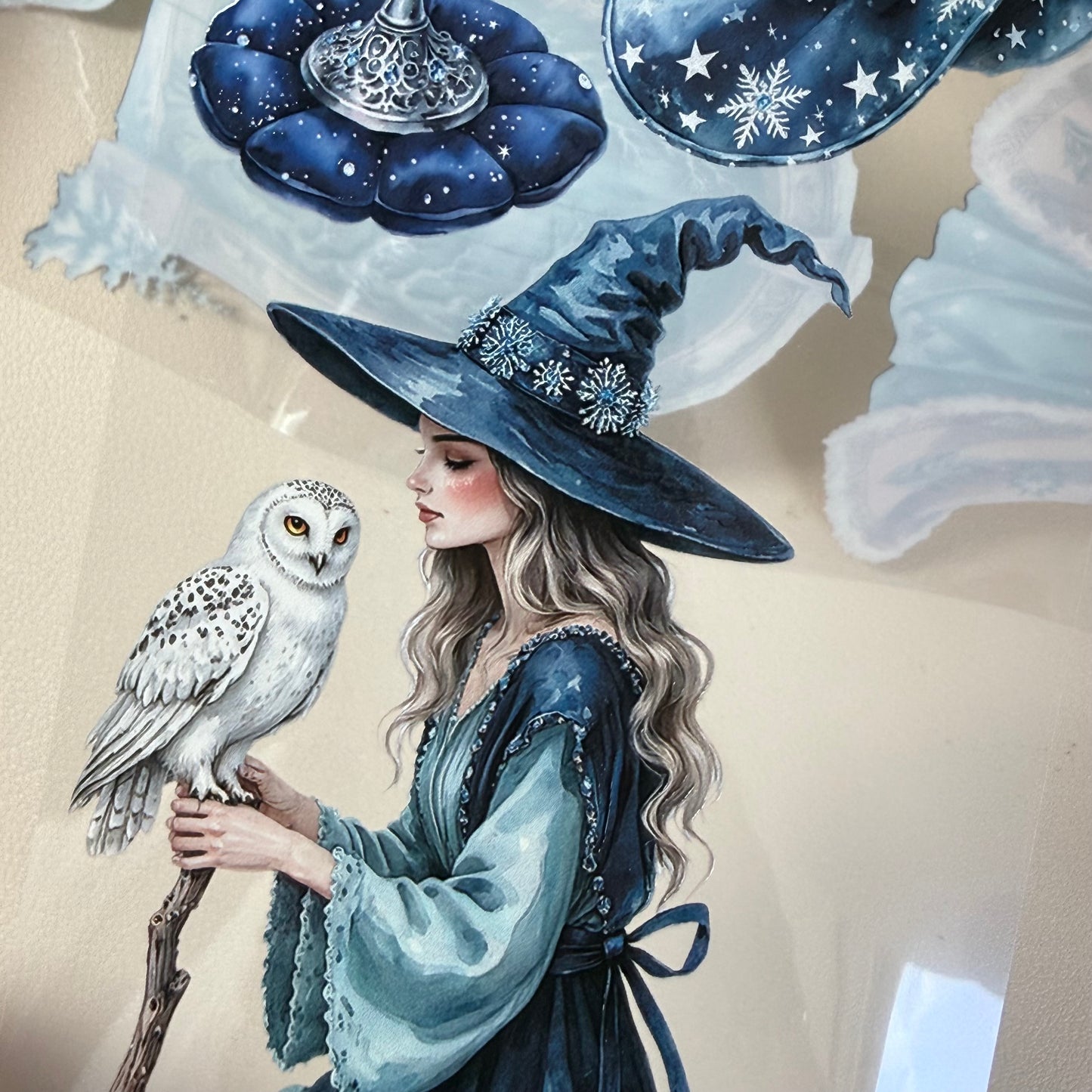 Turquoise Winter Witch and Sapphire Winter Witch PET 3D raised tape,one roll fashion, junk journal, scrapbooking,bullet journal, card making.