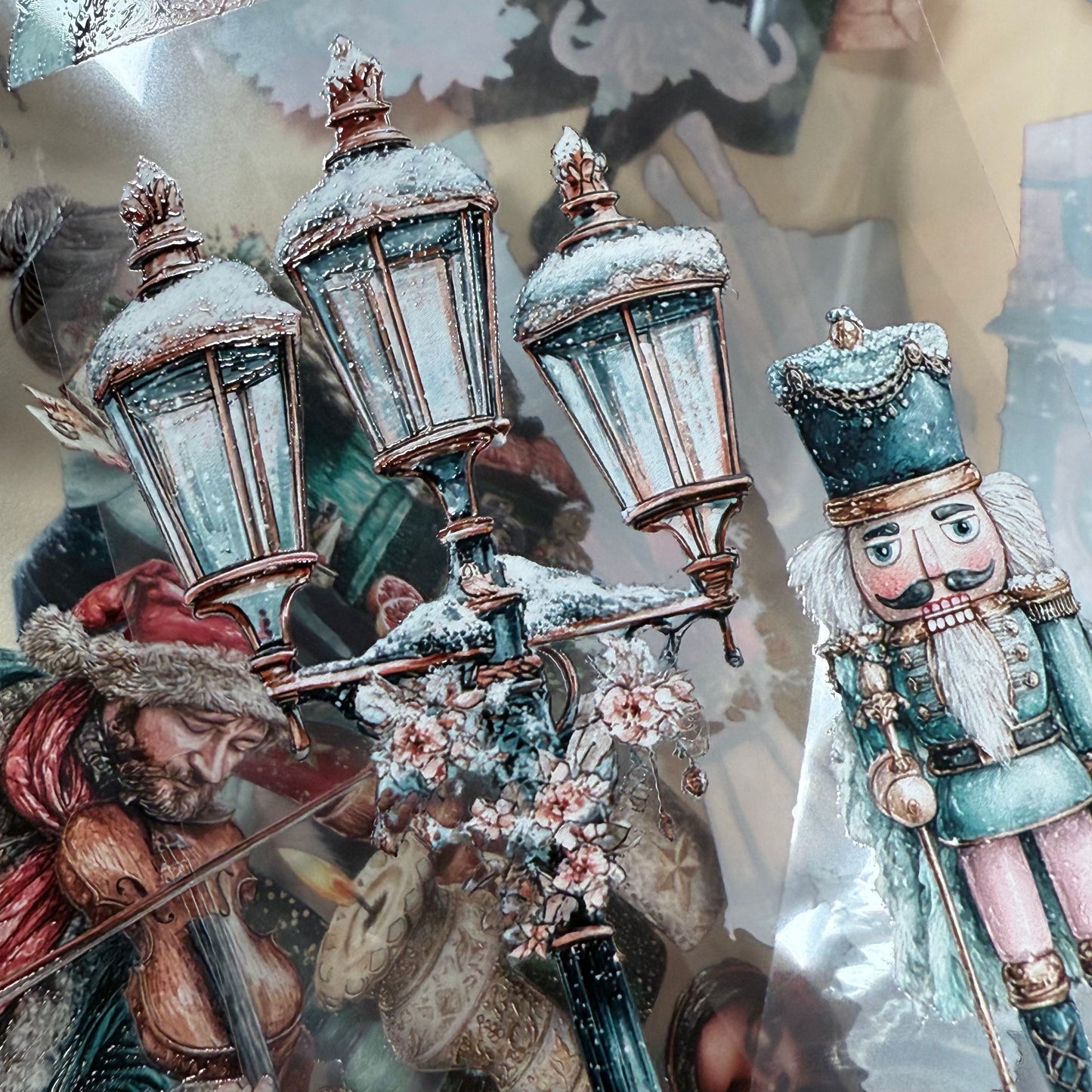 PET 3D raised Christmas Market and Frosted Winter tape,one roll fashion, junk journal, scrapbooking,bullet journal, card making.