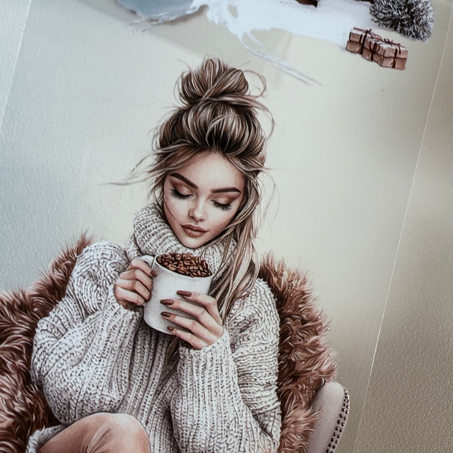 PET 3D raised Winter Wonderland and Blush Christmas tape,one roll fashion, junk journal, scrapbooking,bullet journal, card making.