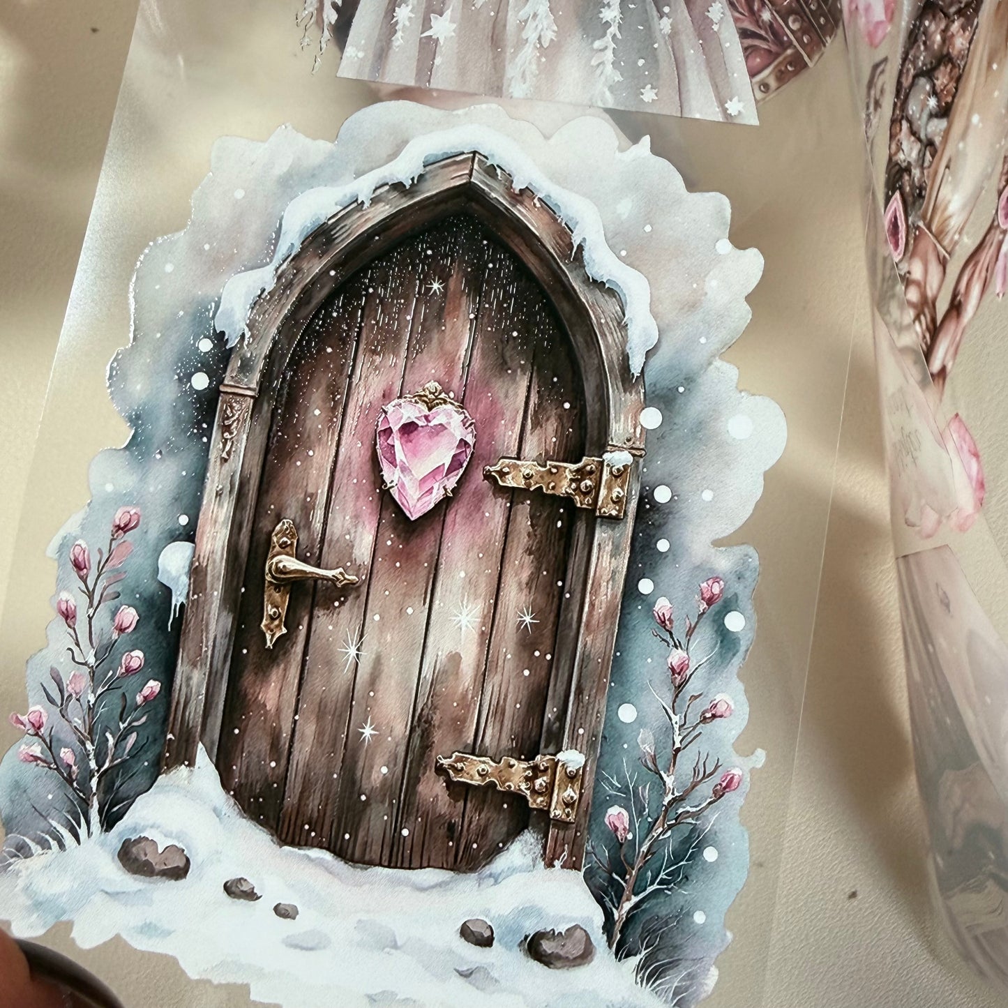 Winter Loving and  Rose Quartz Winter Witch PET 3D raised tape,one roll fashion, junk journal, scrapbooking,bullet journal, card making.