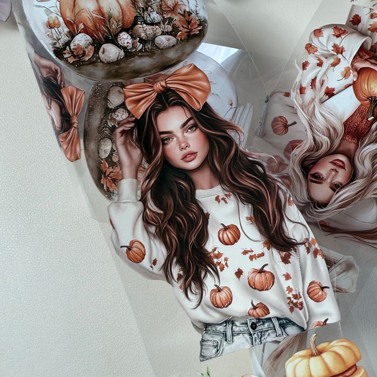 PET 3D raised Pumpkin Season and Pink Halloween2 tape,one roll fashion, junk journal, scrapbooking,bullet journal, card making.