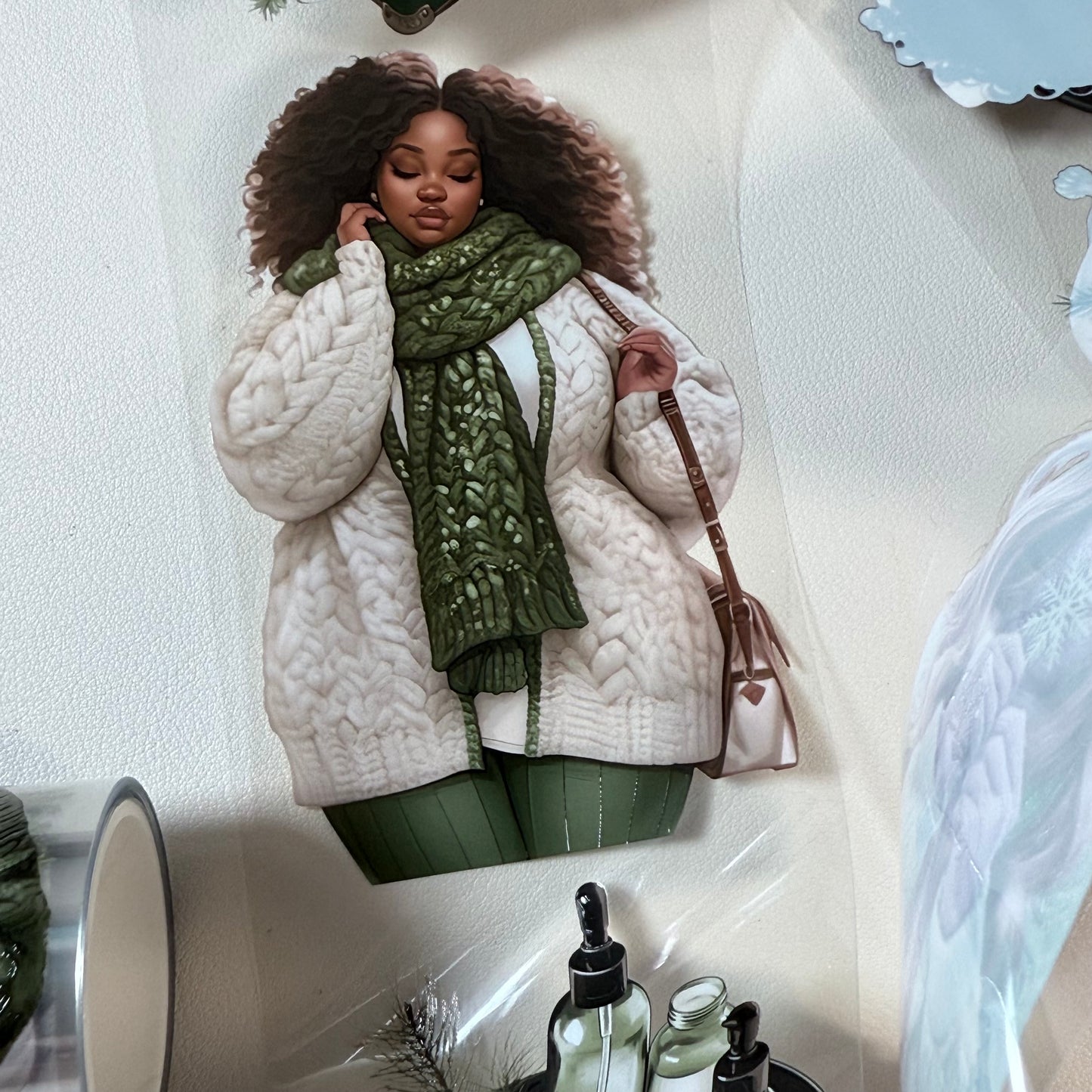 PET 3D raised Winter Evening and Winter Frost tape,one roll fashion, junk journal, scrapbooking,bullet journal, card making.