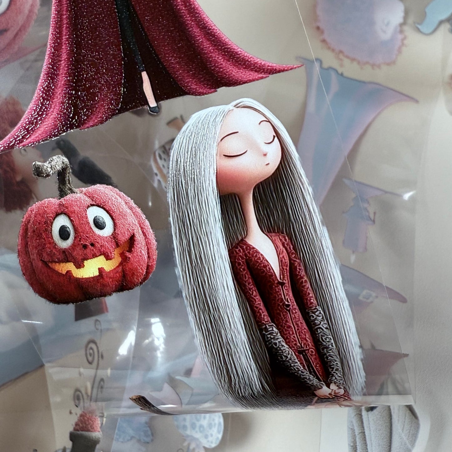PET 3D raised Halloween Witch and Whimsical Autumn in the city tape,one roll fashion, junk journal, scrapbooking,bullet journal, card making.