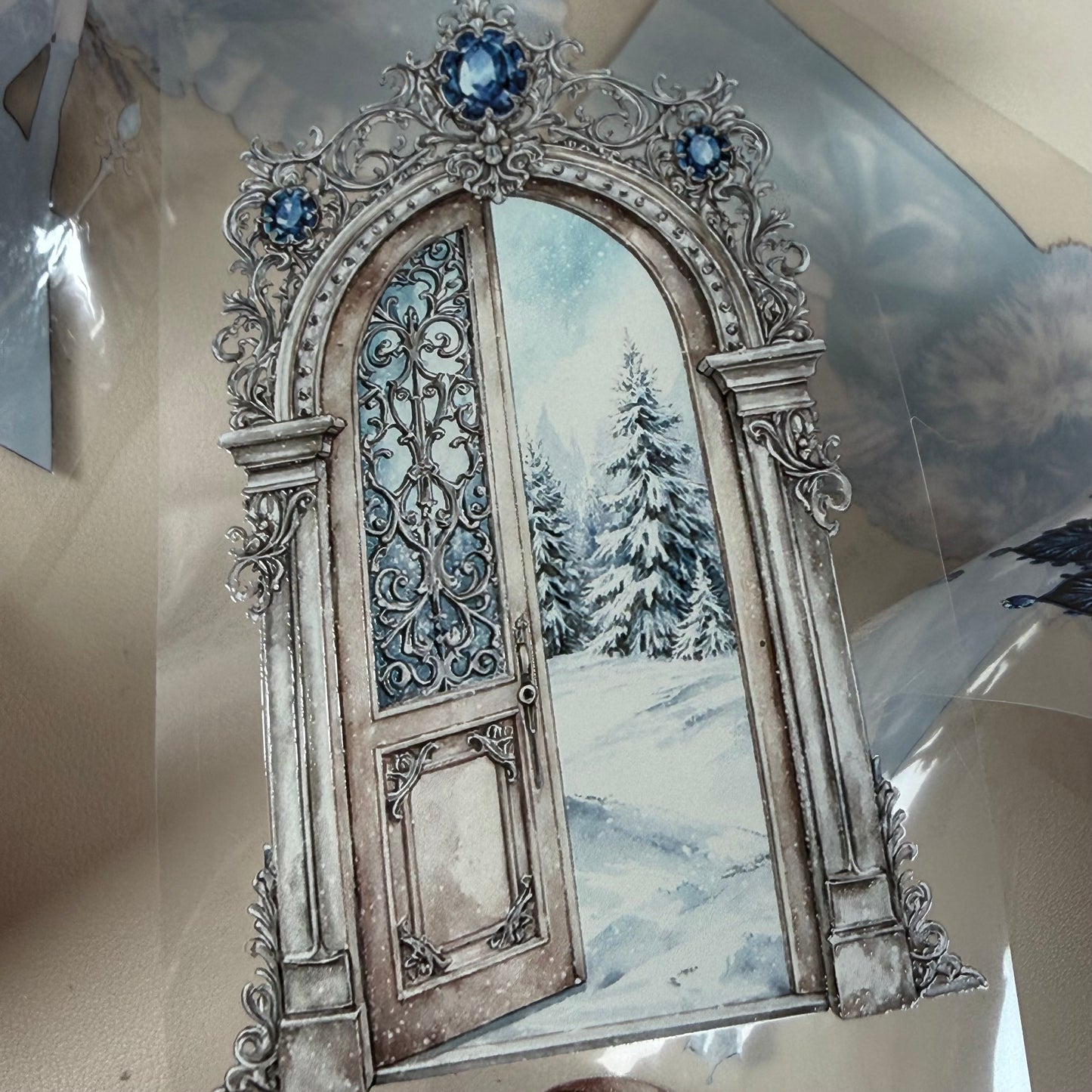 Frozen Masquerade Ball and  Frosted Woodland PET 3D raised tape,one roll fashion, junk journal, scrapbooking,bullet journal, card making.