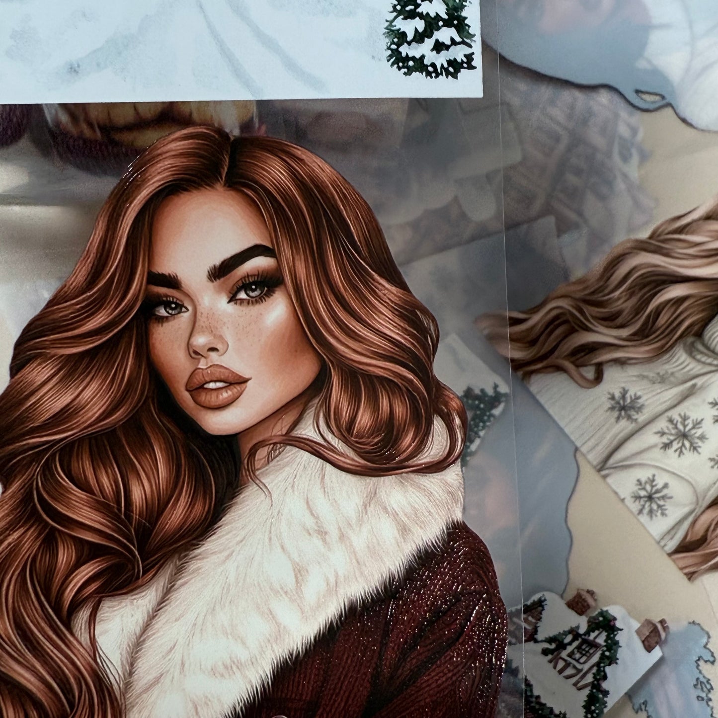 PET 3D raised Nordic Knit Winter and Champagne Christmas tape,one roll fashion, junk journal, scrapbooking,bullet journal, card making.