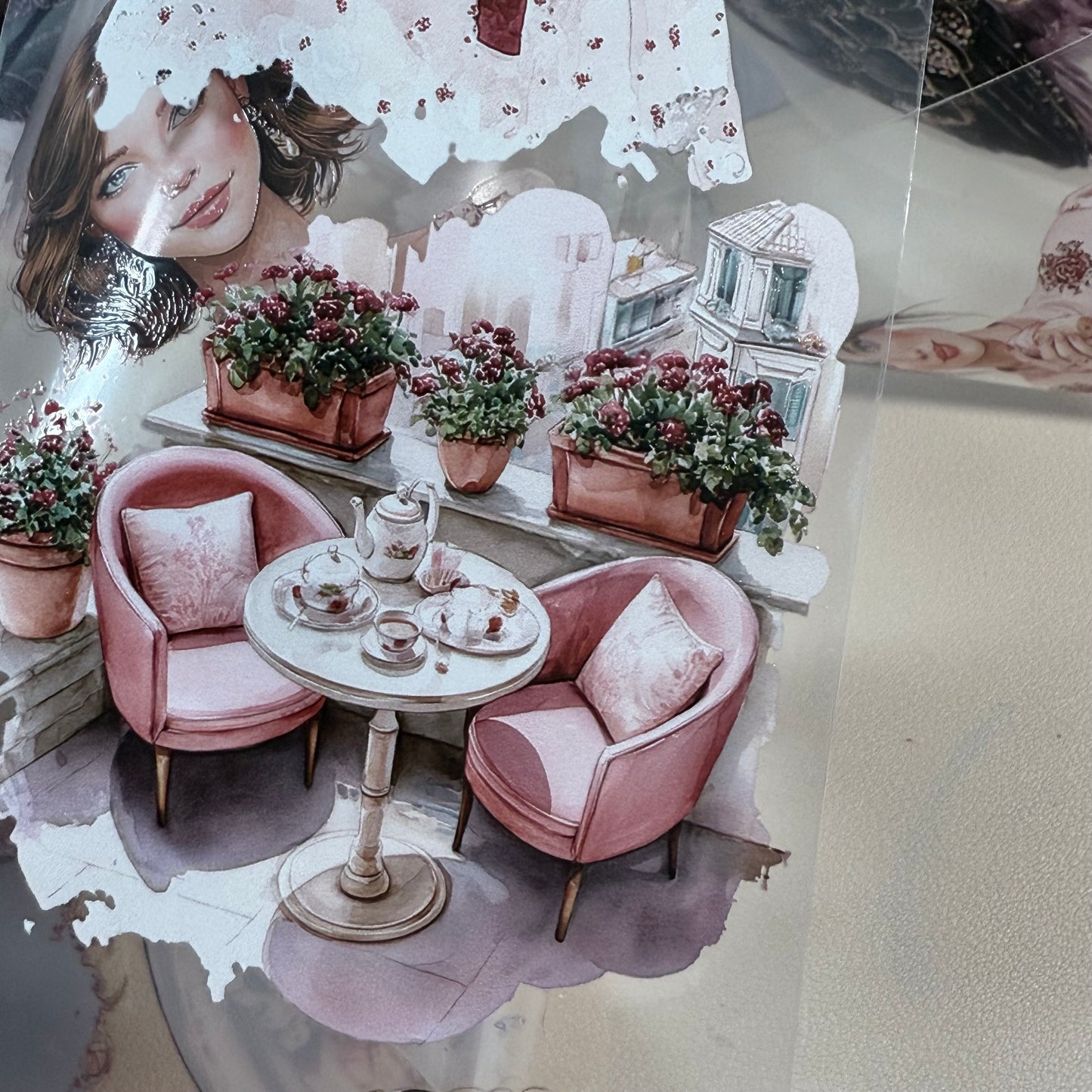 PET Floral tearoom and Dreamy Academia 3D raised tape,one roll fashion, junk journal, scrapbooking,bullet journal, card making.