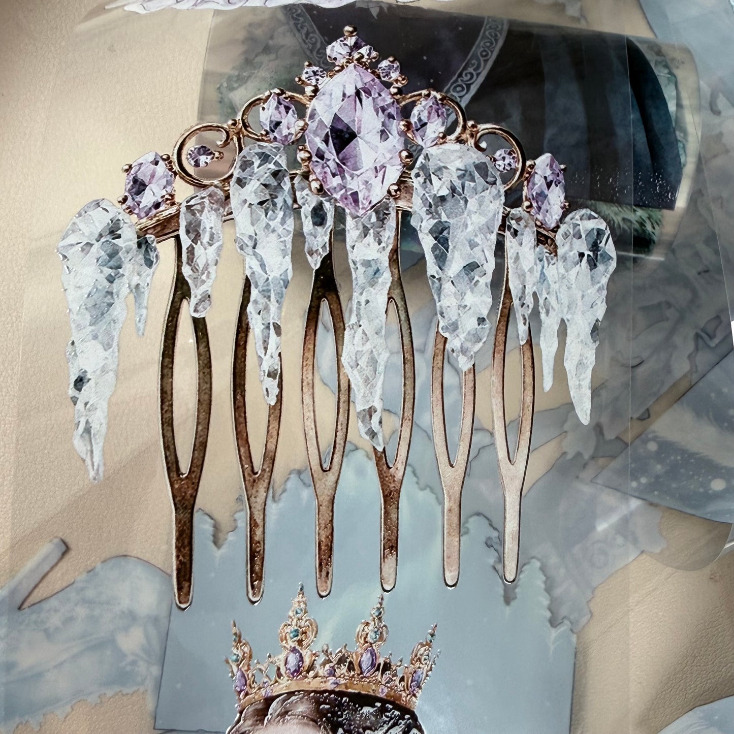 Starlit Tundra Princess and  Aurora Wolf Pack PET 3D raised tape,one roll fashion, junk journal, scrapbooking,bullet journal, card making.