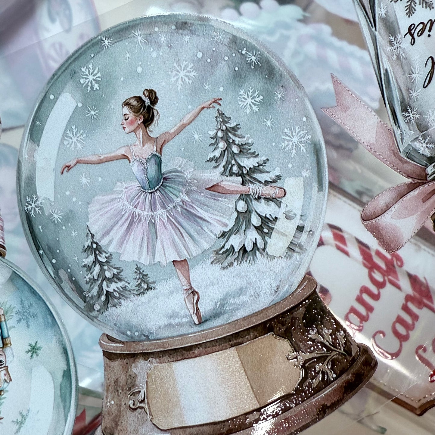 PET 3D raised Candy Cane Lane2 and Holiday Dreams tape,one roll fashion, junk journal, scrapbooking,bullet journal, card making.