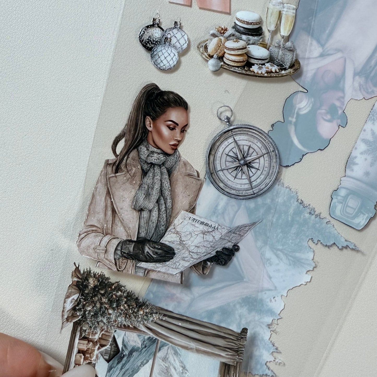 PET 3D raised Winter Adventure and Glam Christmas tape,one roll fashion, junk journal, scrapbooking,bullet journal, card making.