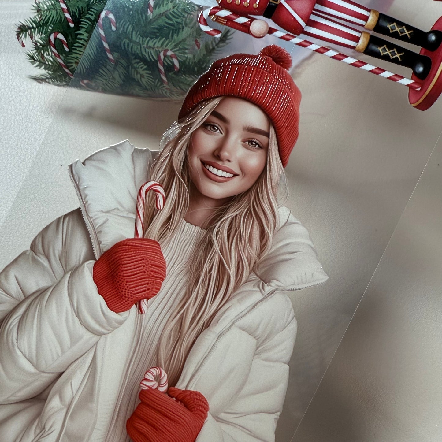 PET 3D raised Silver New Year and Candy Cane Lane tape,one roll fashion, junk journal, scrapbooking,bullet journal, card making.