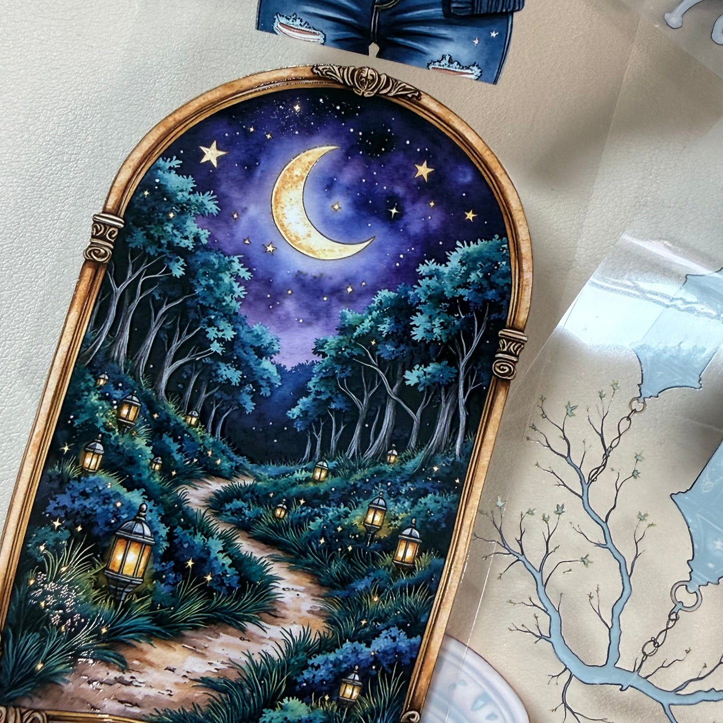 Azure Witch and Whispers of the Starfall PET 3D raised tape,one roll fashion, junk journal, scrapbooking,bullet journal, card making.