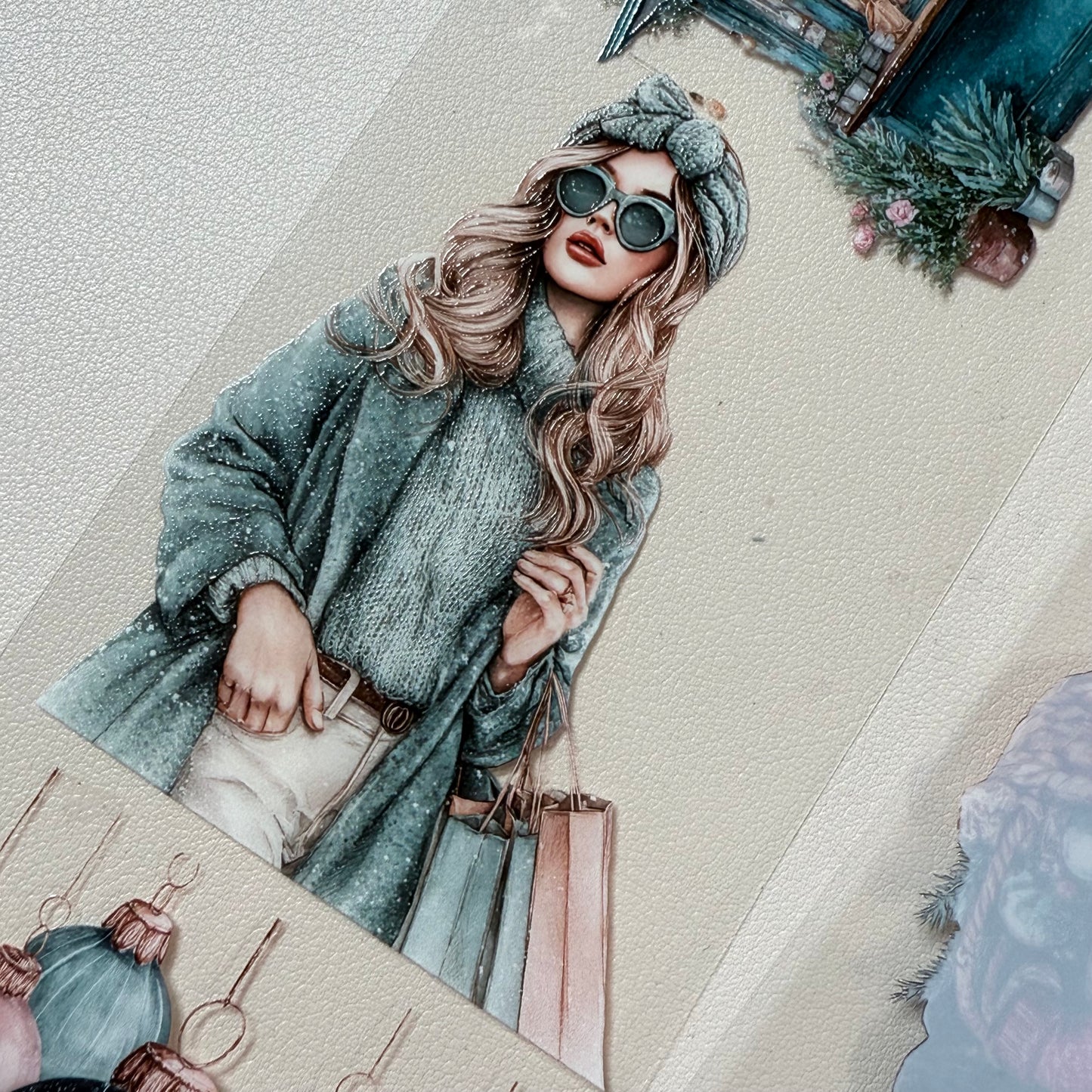 PET 3D raised Christmas Market and Frosted Winter tape,one roll fashion, junk journal, scrapbooking,bullet journal, card making.