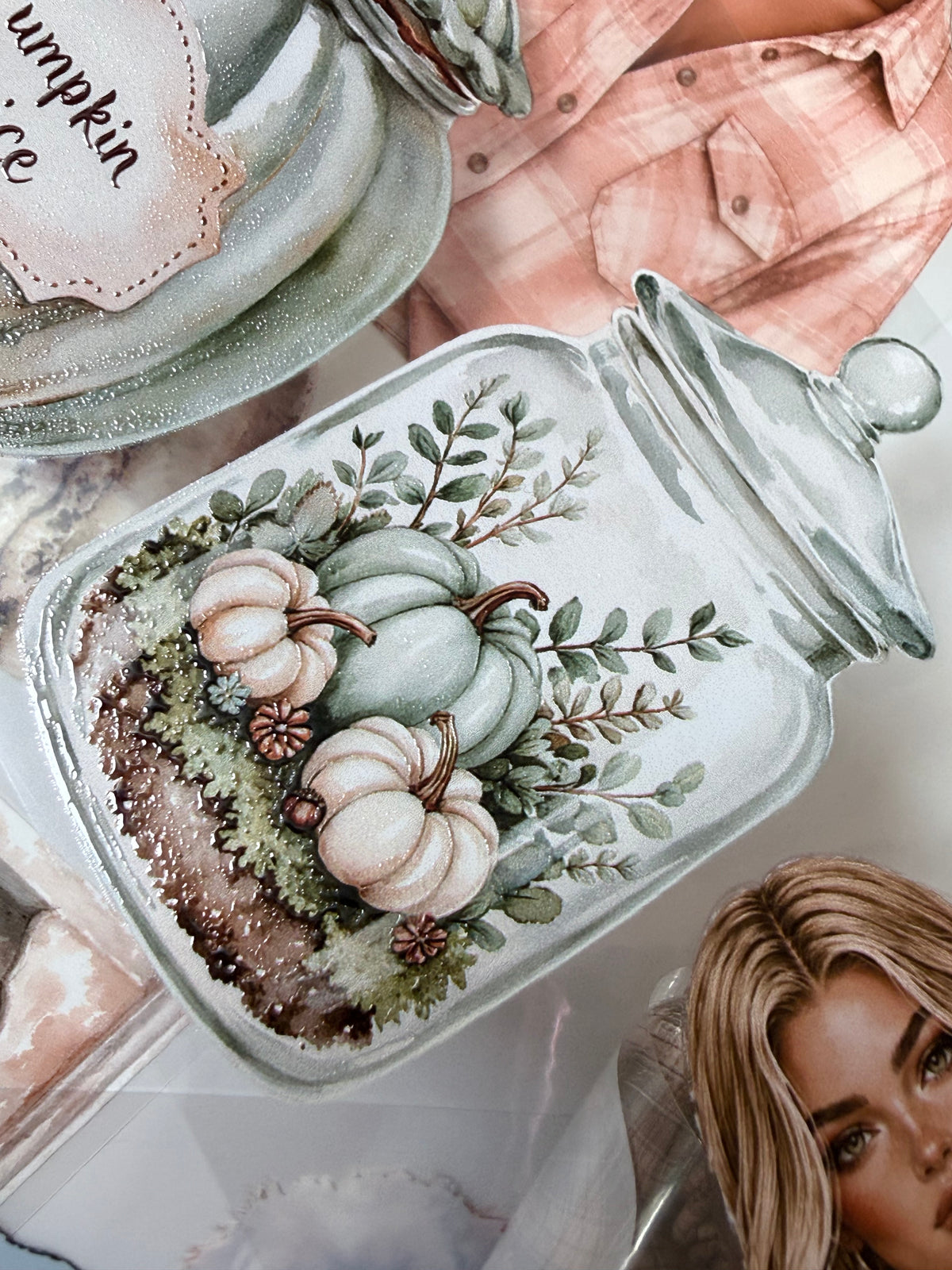 Blush and  Sage Autumn PET 3D raised tape