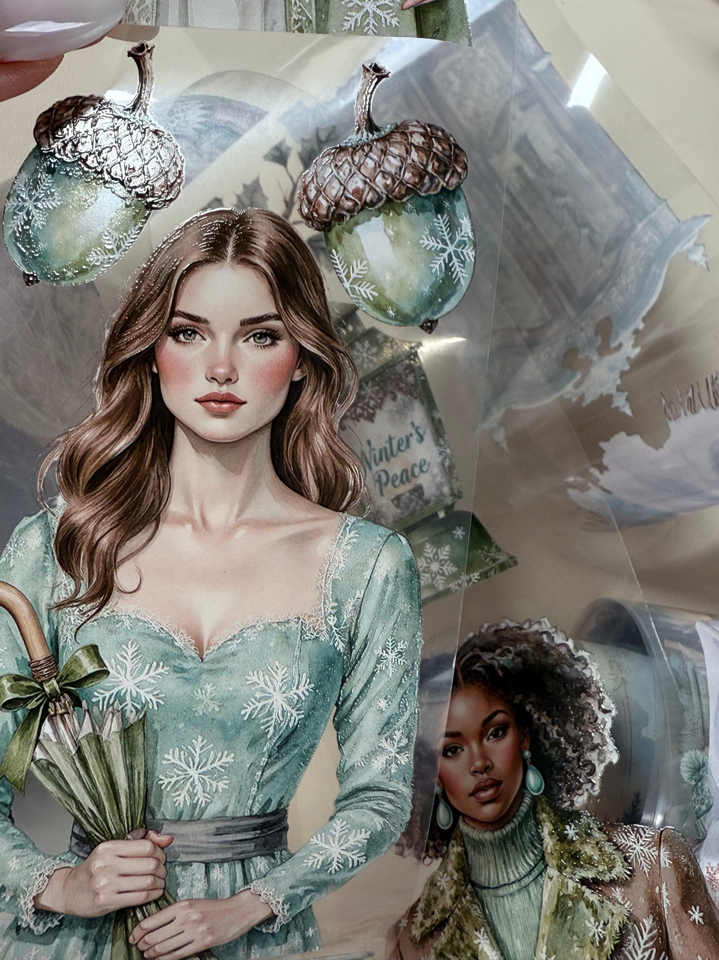 PET 3D raised Winter Wonderland2 and  Snowy Woodland tape,one roll fashion, junk journal, scrapbooking,bullet journal, card making.