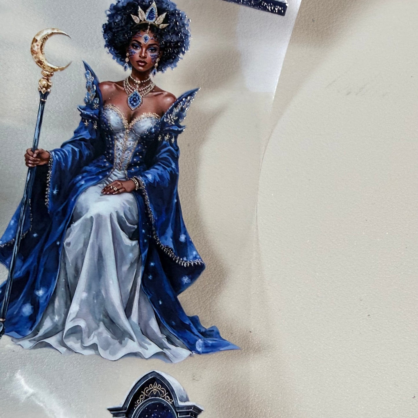 Moonlit Frost Witch and Lapis Lazuli Winter Witch PET 3D raised tape,one roll fashion, junk journal, scrapbooking,bullet journal, card making.