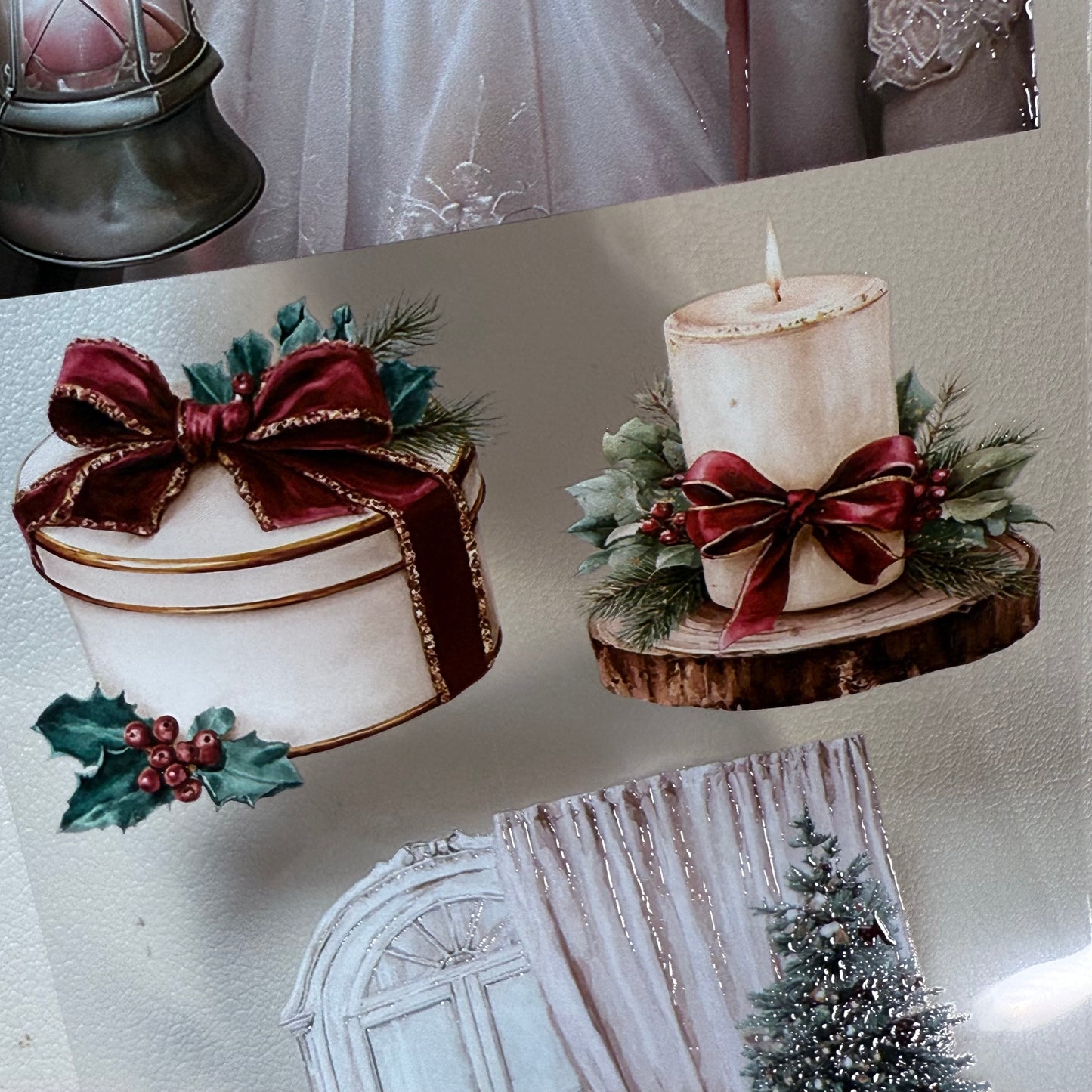 PET 3D raised Traditional Christmas tape,one roll fashion, junk journal, scrapbooking,bullet journal, card making.