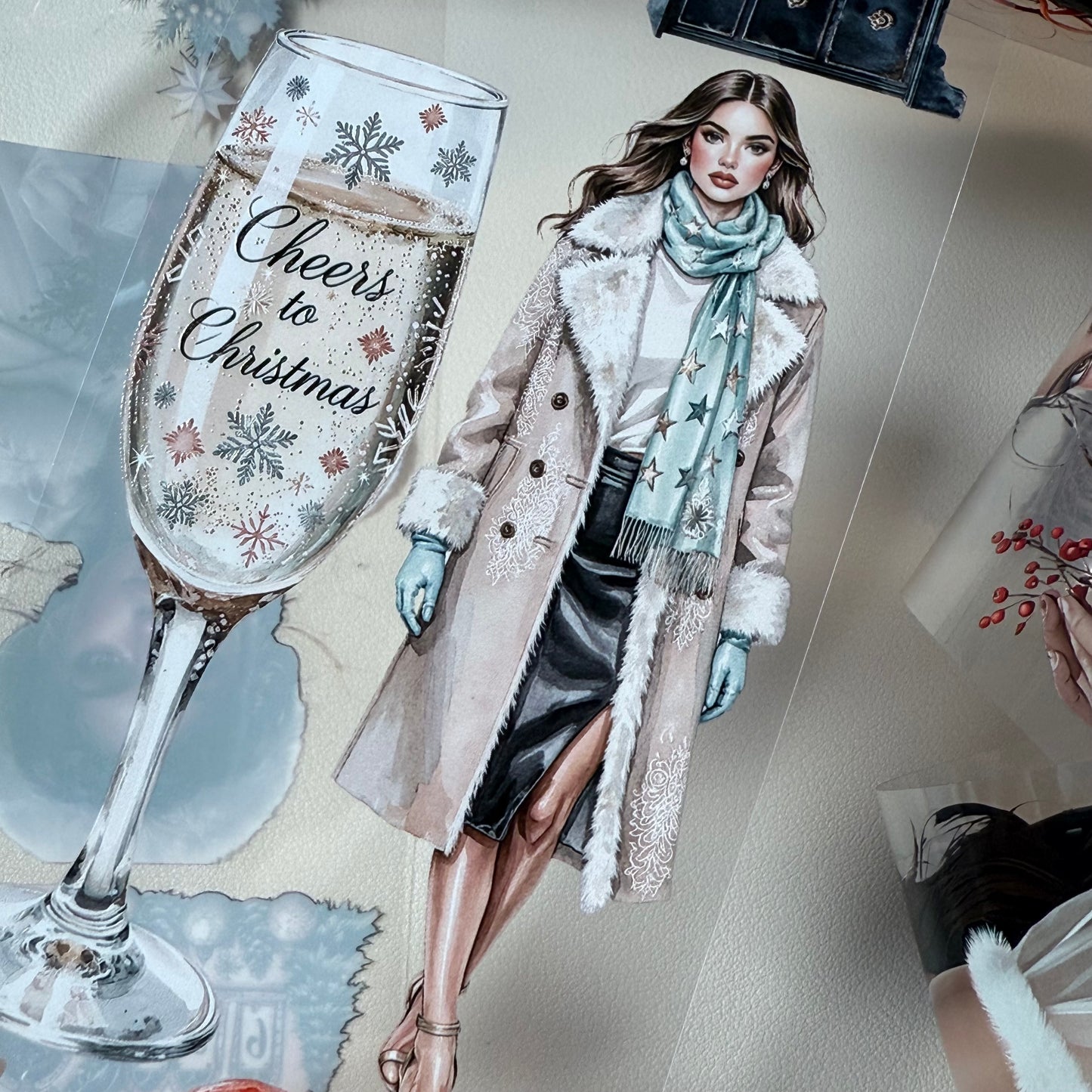 PET 3D raised Modern Christmas in the City and Festive Wonderland tape,one roll fashion, junk journal, scrapbooking,bullet journal, card making.