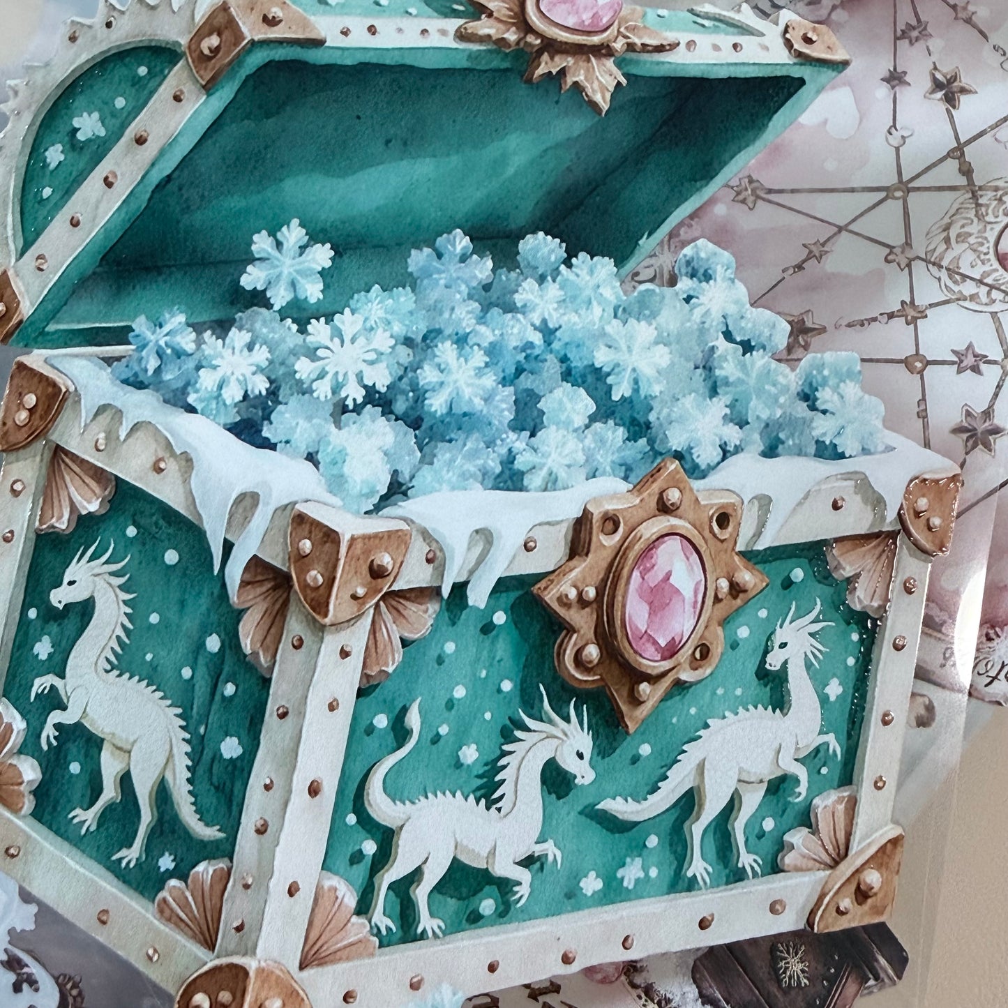 PET 3D raised Frosterd witch landscape tape,one roll fashion, junk journal, scrapbooking,bullet journal, card making.