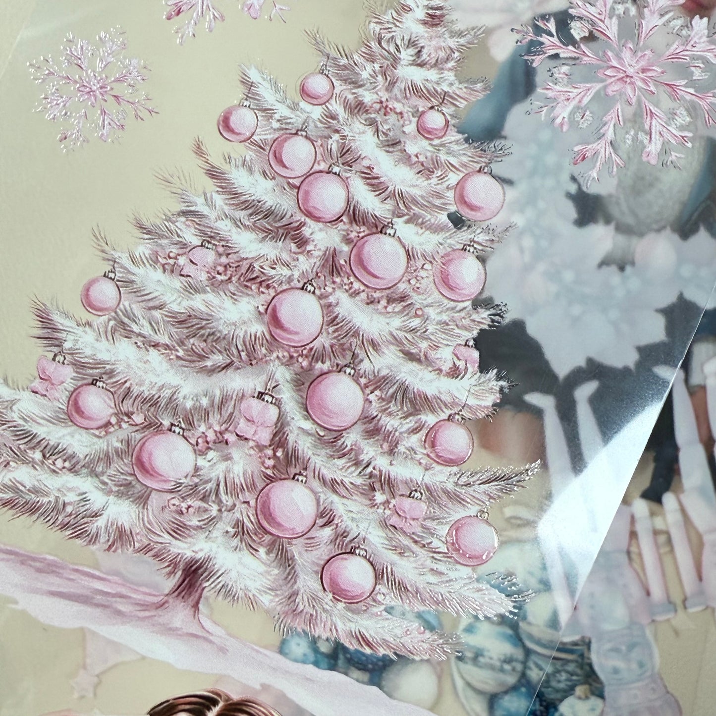 PET 3D raised Pink Glamour and Winter Stroll tape,one roll fashion, junk journal, scrapbooking,bullet journal, card making.