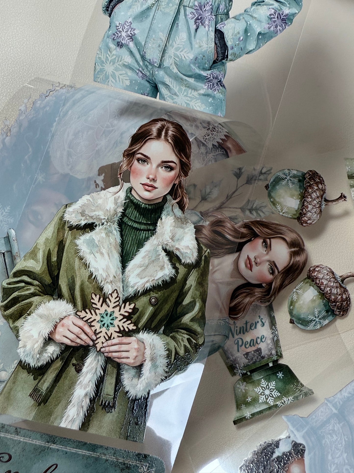 PET 3D raised Winter Wonderland2 and  Snowy Woodland tape,one roll fashion, junk journal, scrapbooking,bullet journal, card making.