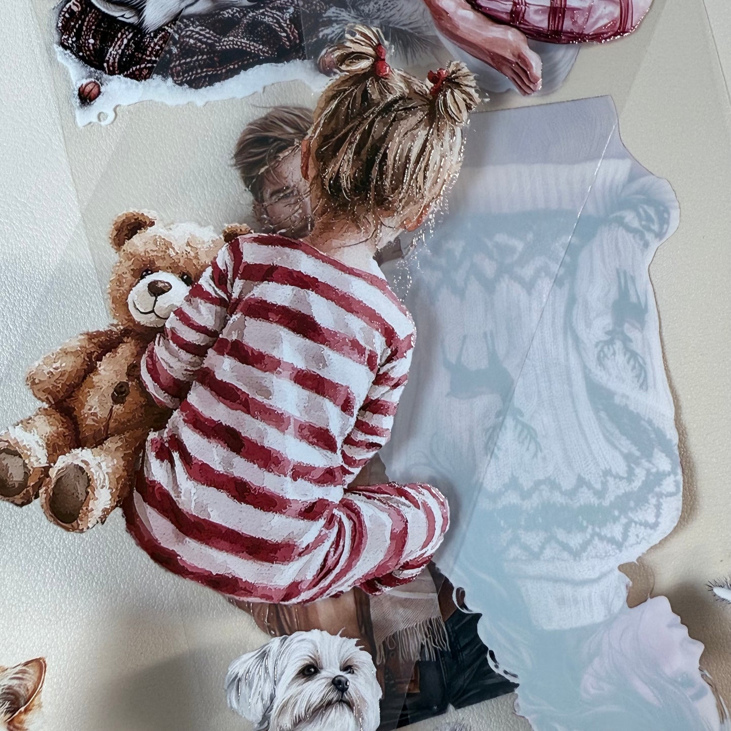 PET 3D raised Winter Wonderland and Blush Christmas tape,one roll fashion, junk journal, scrapbooking,bullet journal, card making.