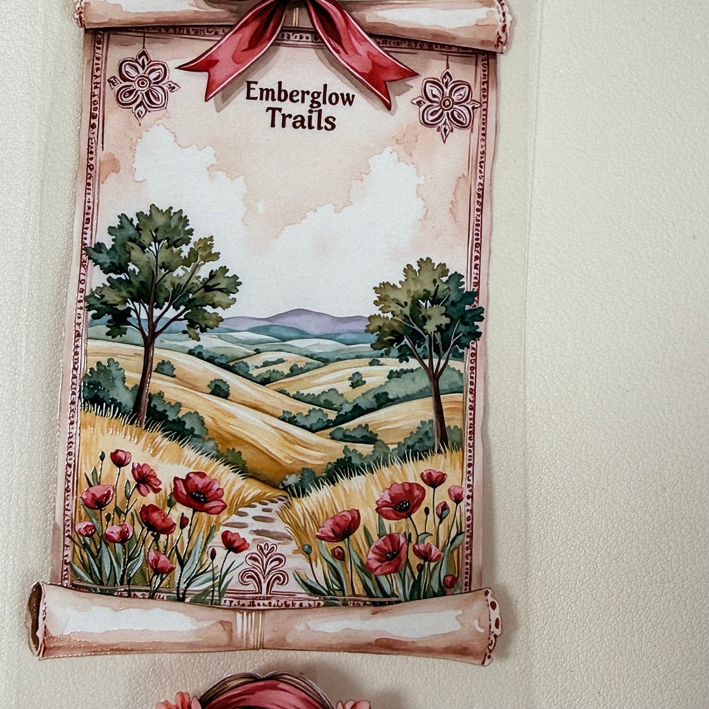 PET Poppy Bohemian Trails and  Delft Blue Windmills 3D raised tape,one roll fashion, junk journal, scrapbooking,bullet journal, card making.