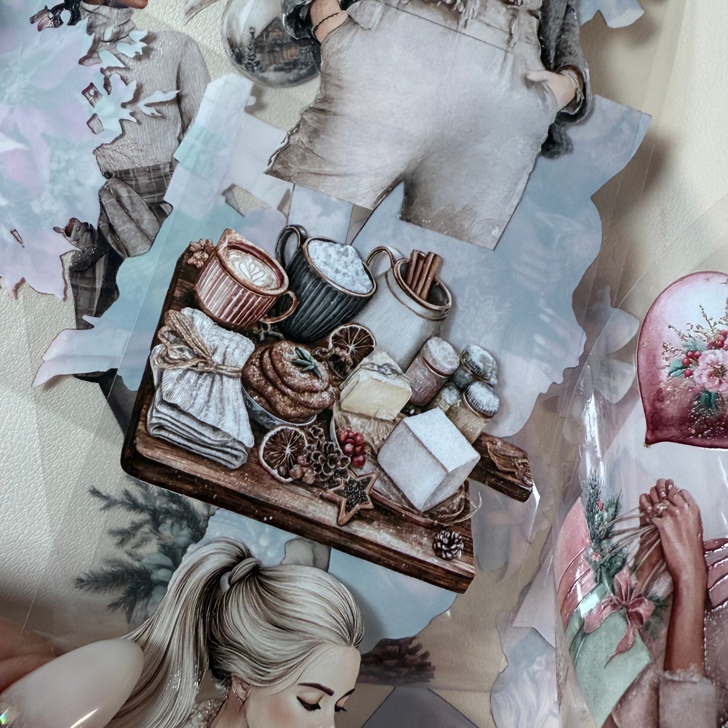 PET 3D raised Coquette and Farmhouse Christmas tape,one roll fashion, junk journal, scrapbooking,bullet journal, card making.