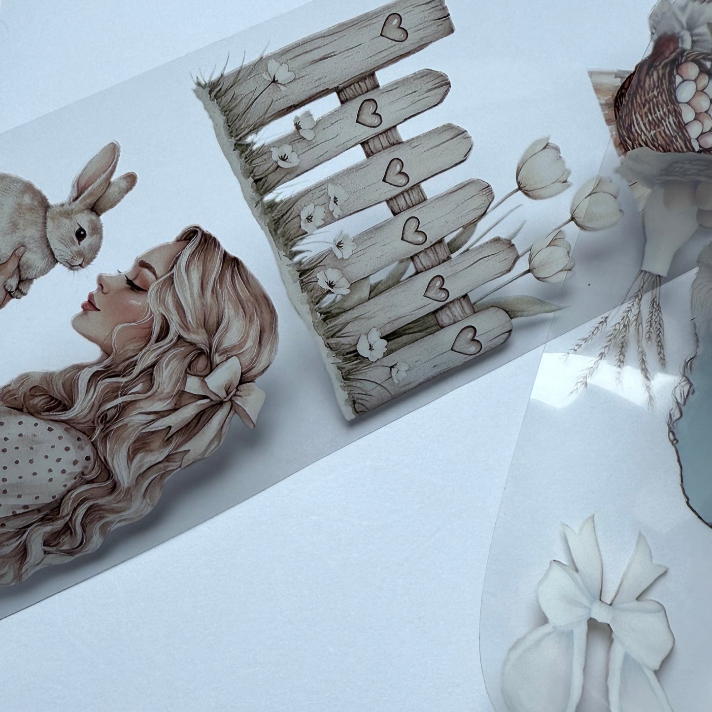 PET 3D raised Hydrangea and rustic spring tape,one roll fashion, junk journal, scrapbooking,bullet journal, card making.