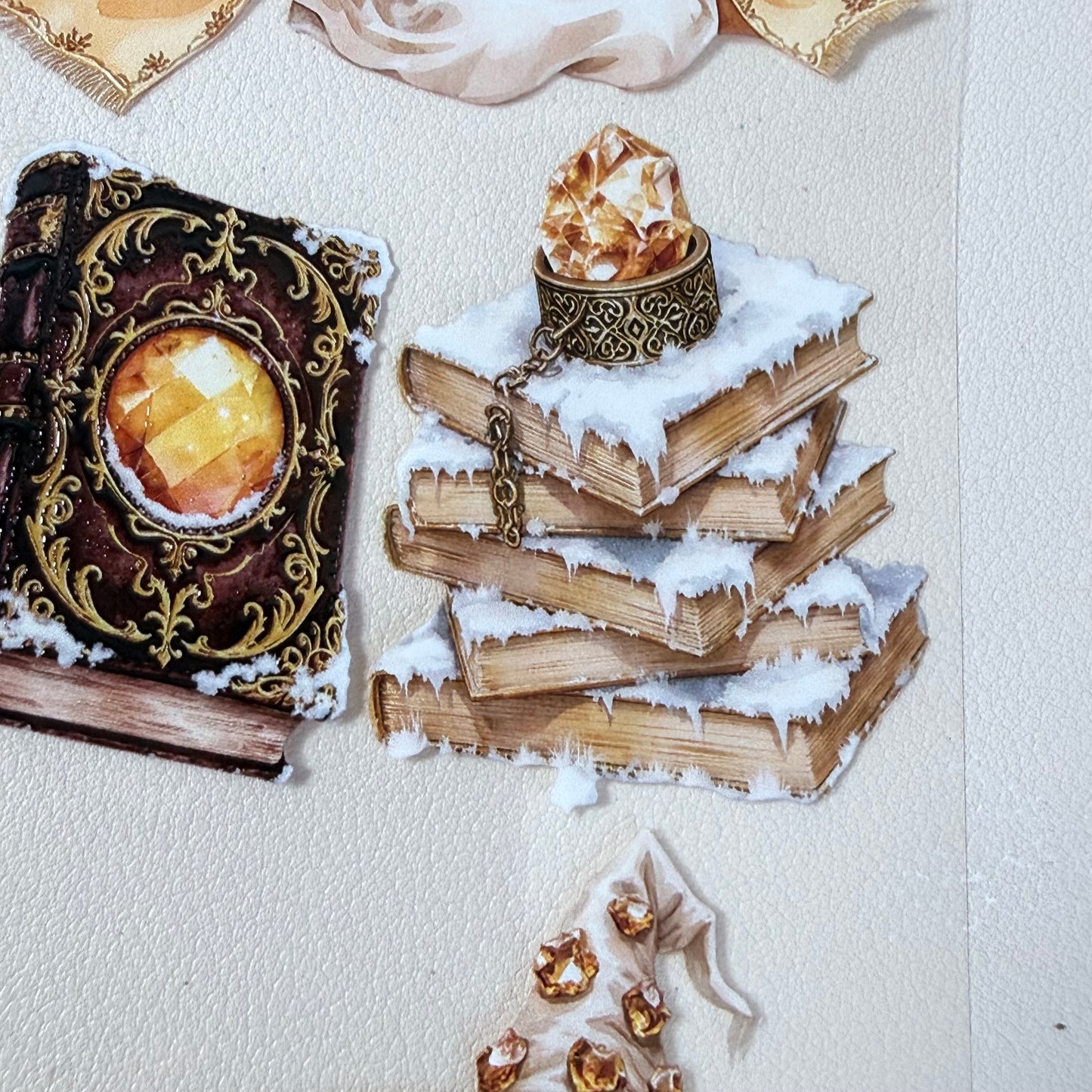 Citrine Winter Witch and  Pearl Winter Witch  PET 3D raised tape,one roll fashion, junk journal, scrapbooking,bullet journal, card making.