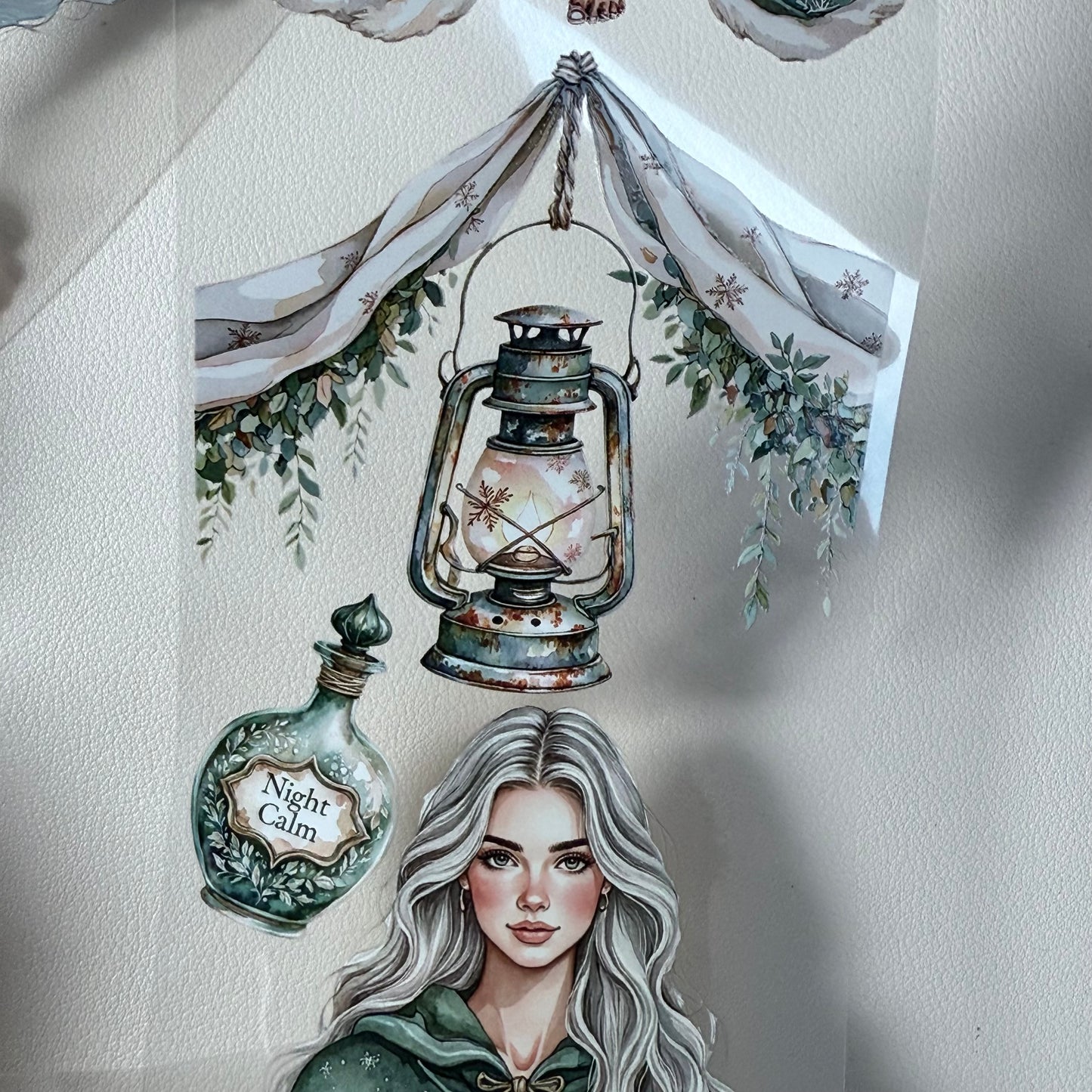 PET 3D raised Winter Mages and Silent Woods Apothecary tape,one roll fashion, junk journal, scrapbooking,bullet journal, card making.