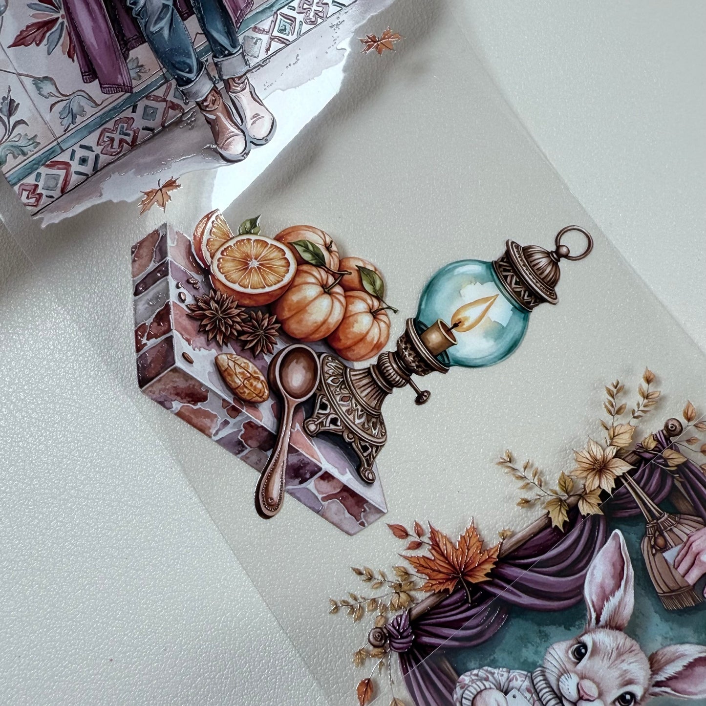 PET 3D raised Autumn oriental spices and Autumn in palerose tape,one roll fashion, junk journal, scrapbooking,bullet journal, card making.