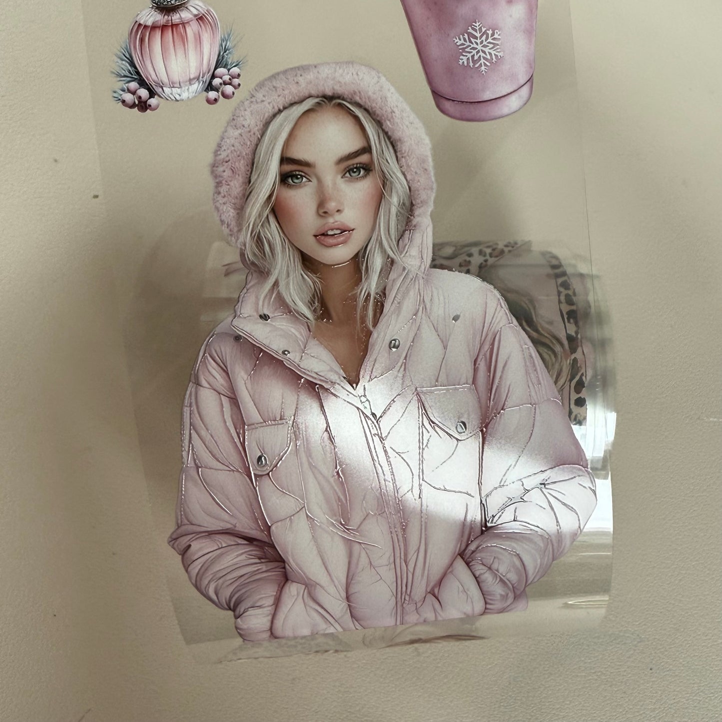 PET 3D raised Wild Love and Pink Winter Pastel tape,one roll fashion, junk journal, scrapbooking,bullet journal, card making.