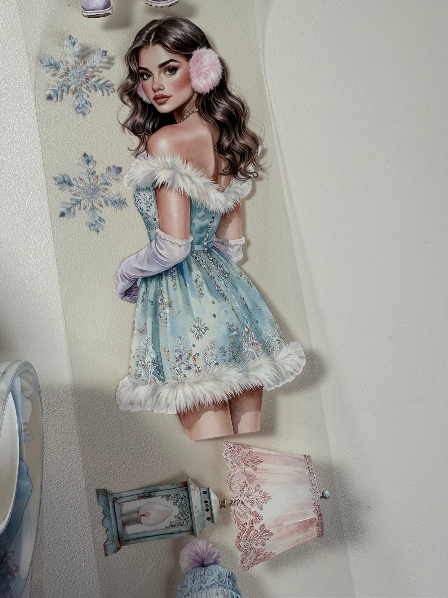 PET 3D raised Winter Wonderland2 and  Snowy Woodland tape,one roll fashion, junk journal, scrapbooking,bullet journal, card making.