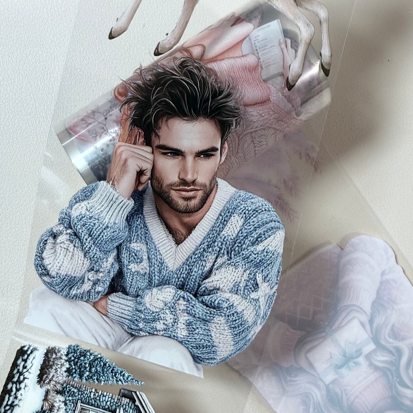 PET 3D raised Pink Winter and Winter Wishes tape,one roll fashion, junk journal, scrapbooking,bullet journal, card making.