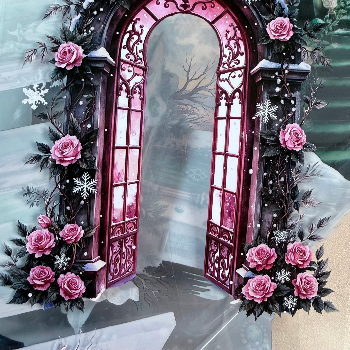 PET 3D raised Frosterd witch landscape 2 tape,one roll fashion, junk journal, scrapbooking,bullet journal, card making.