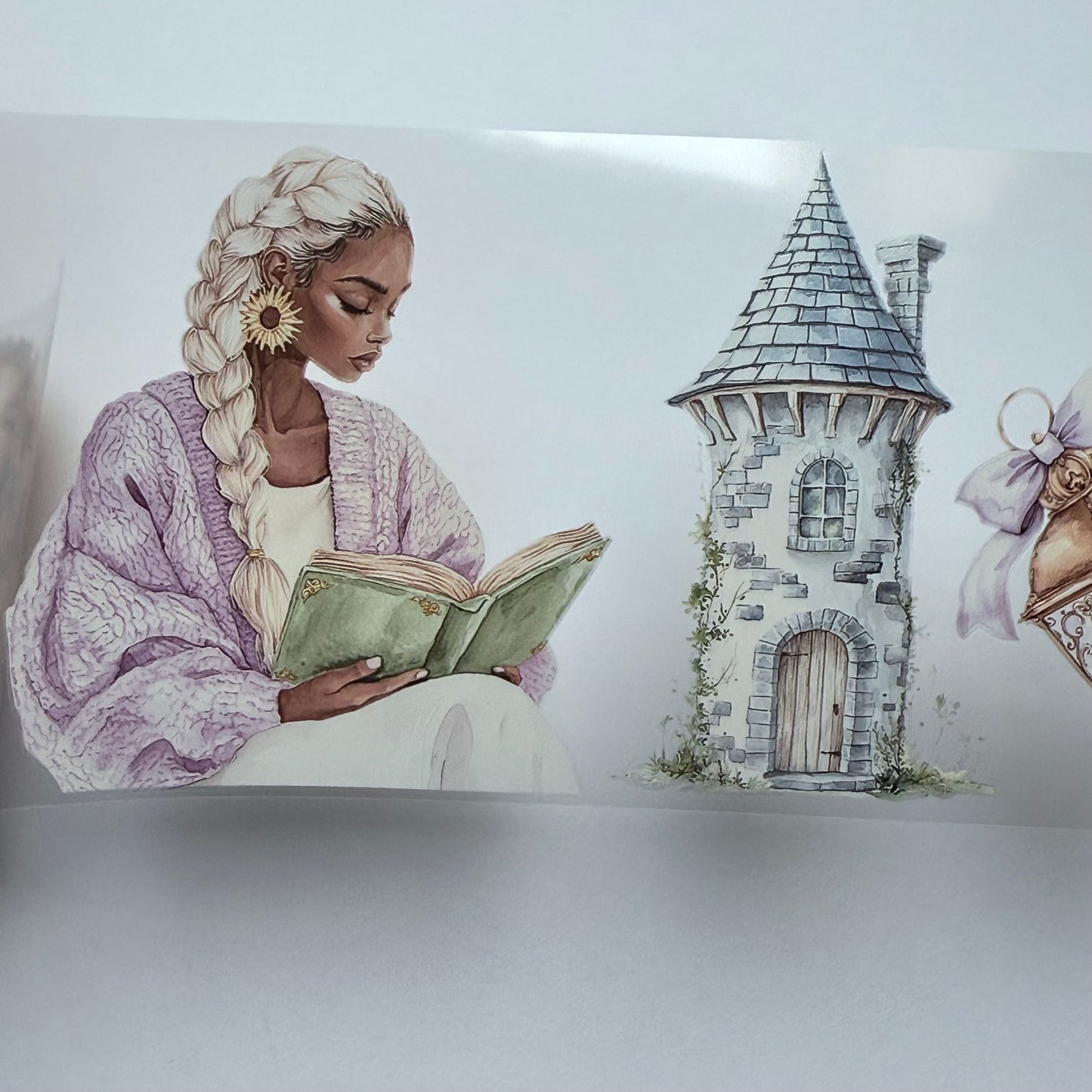 PET 3D raised Modern Rapunzel and Medieval tape,one roll fashion, junk journal, scrapbooking,bullet journal, card making.
