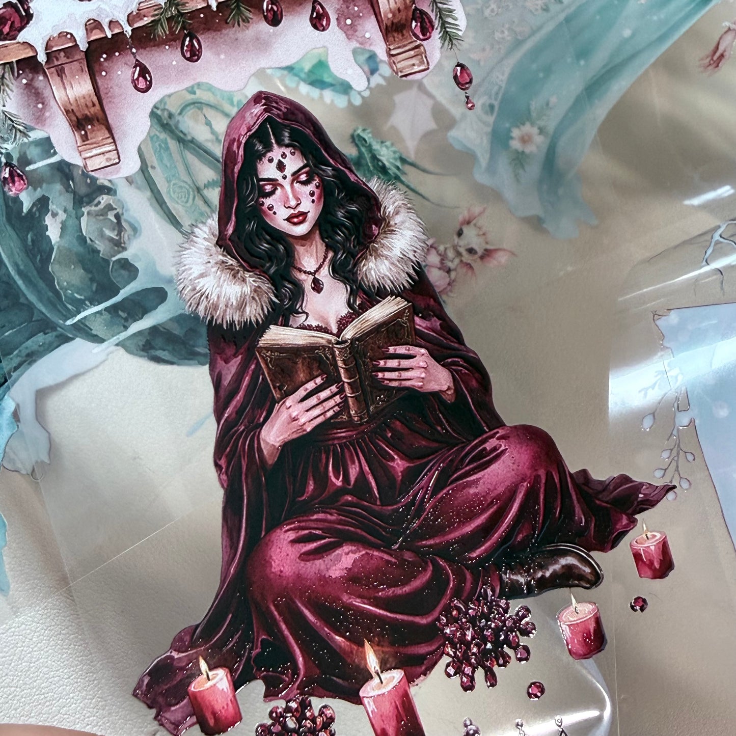 Snowpetal Faerie Dragons and Garnet Winter Witch 3D PET Foil Washi Tape