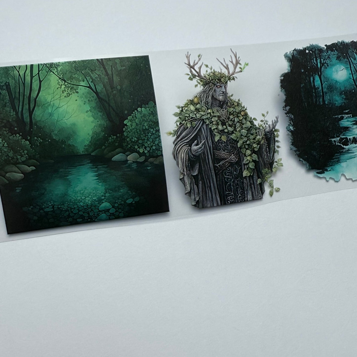 PET 3D raised Dark woodland fae and Mystic Spring Garden tape,one roll fashion, junk journal, scrapbooking,bullet journal, card making.