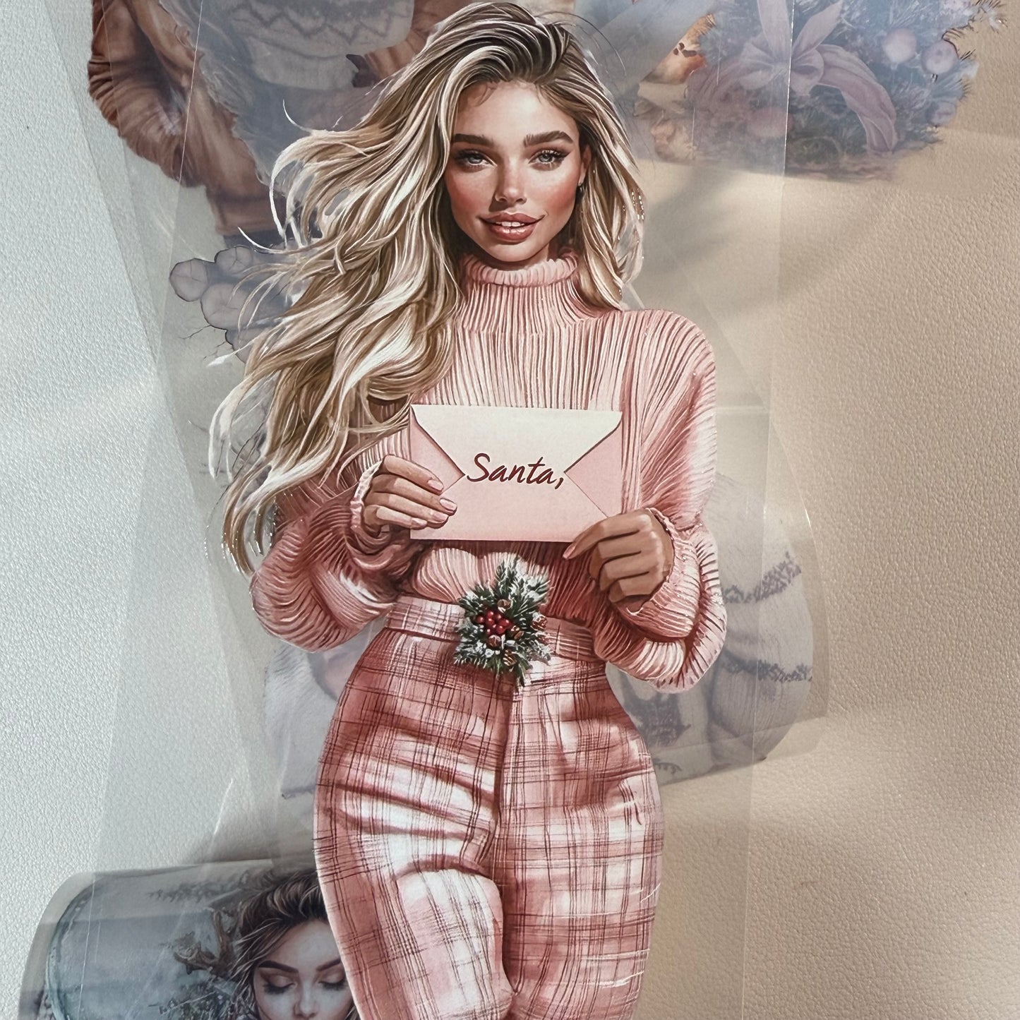 PET 3D raised Winter Wonderland and Blush Christmas tape,one roll fashion, junk journal, scrapbooking,bullet journal, card making.